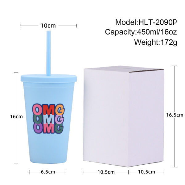 Candy Colored Frosted Double Layer Plastic Bottle 16oz