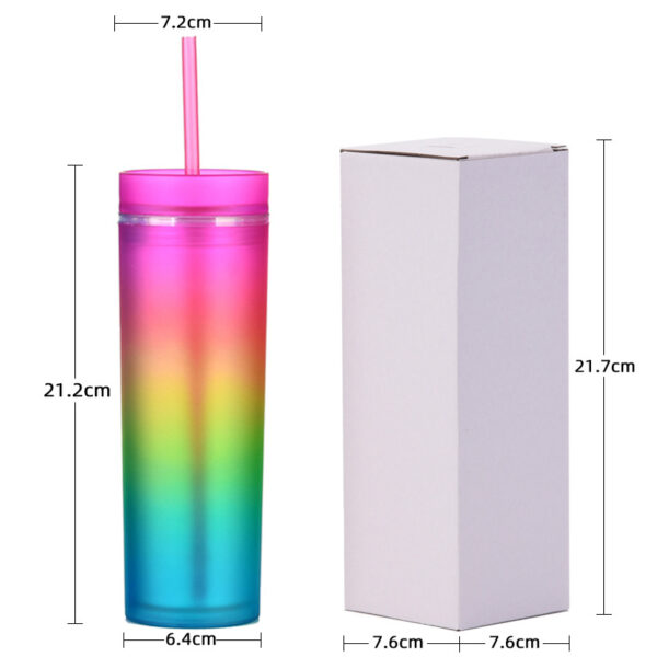 Gradient Rainbow Colour Straight Plastic Bottle 15oz