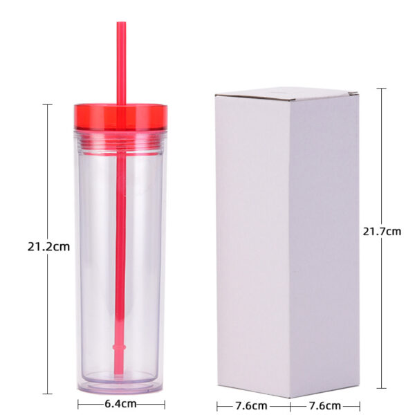 Clear Straight with Straw Double Water Bottle 15oz