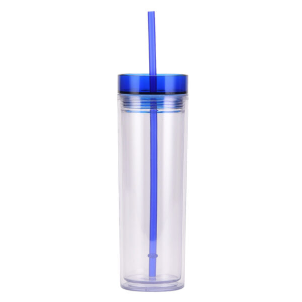 Clear Straight with Straw Double Water Bottle 15oz