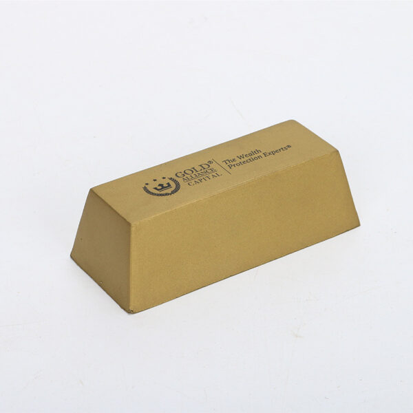 PU Foam Gold Bullion Shaped Stress Reliever with Customized Logo