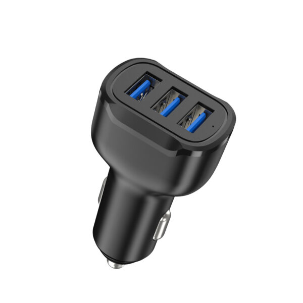 3-Port Usb Car Charger 2.1 Amp Fast Charging Cable