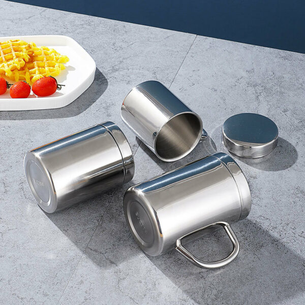 Stainless Steel Coffee Mug With Lid And Handle