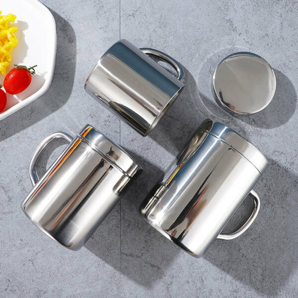 Stainless Steel Coffee Mug With Lid And Handle