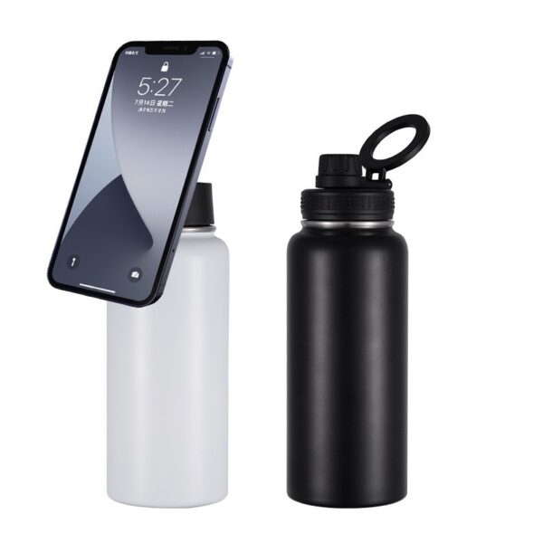 Magnetic Lid Outdoor Portable Mobile Phone Bracket Multifunctional Thermos Bottle-32oz