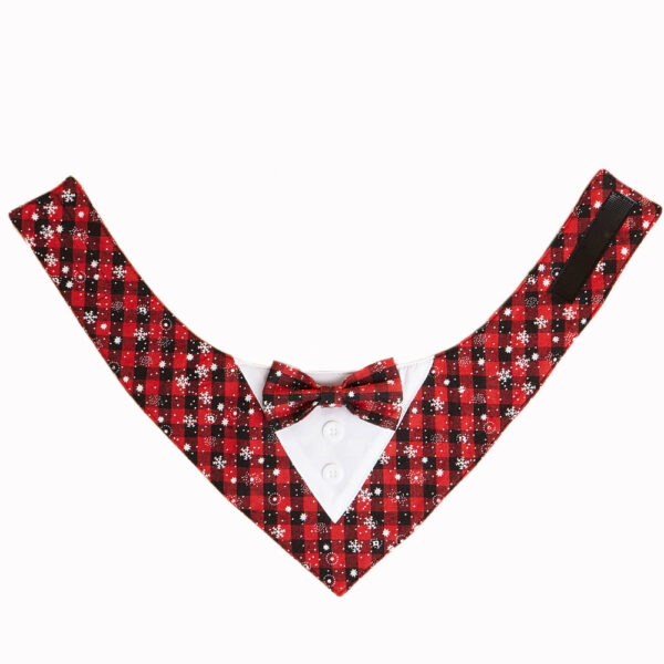 Classic Plaid Snowflake Pet Triangular Bandana and Drool Scarf Set