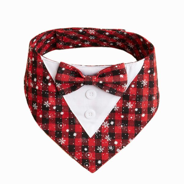 Classic Plaid Snowflake Pet Triangular Bandana and Drool Scarf Set