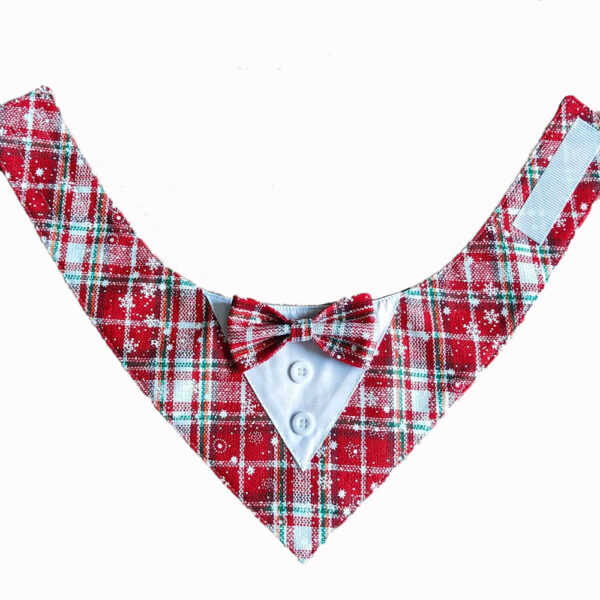 Classic Plaid Snowflake Pet Triangular Bandana and Drool Scarf Set