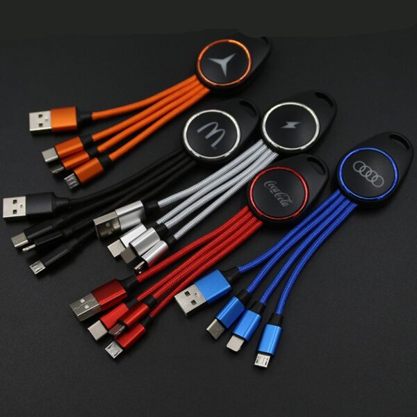 Wholesale Promotional 4-in-1 Charging Cable with Lumious LOGO