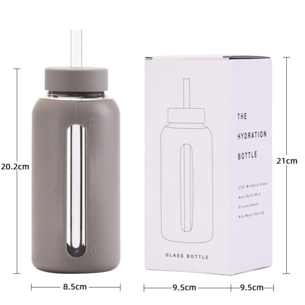 Glass Bottle with Silicone Sleeve And Straw