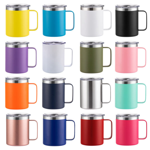 Stainless Steel 14oz Double Layer Vacuum Insulated Mug with Handle