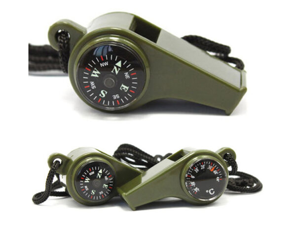 Multi-Functional Outdoor Whistle with Integrated Compass and Thermometer