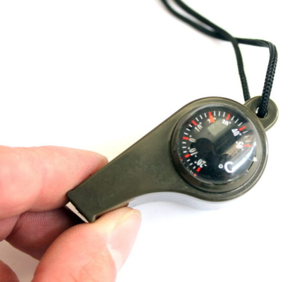 Multi-Functional Outdoor Whistle with Integrated Compass and Thermometer