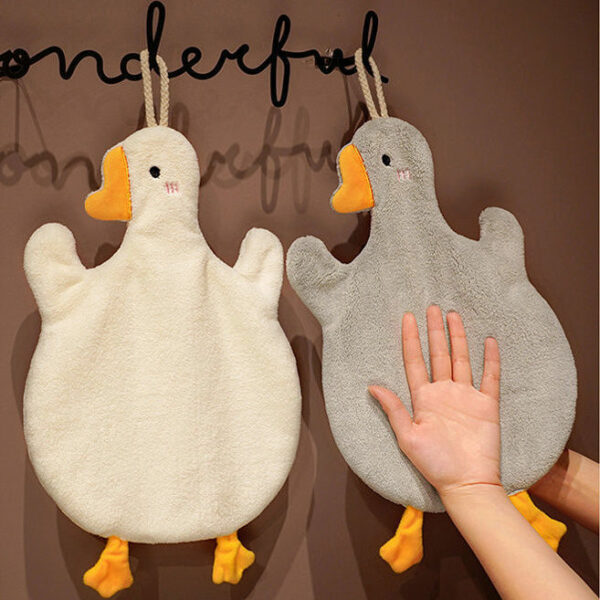 Cute Animal Goose-Shaped Coral Fleece Hand Towel