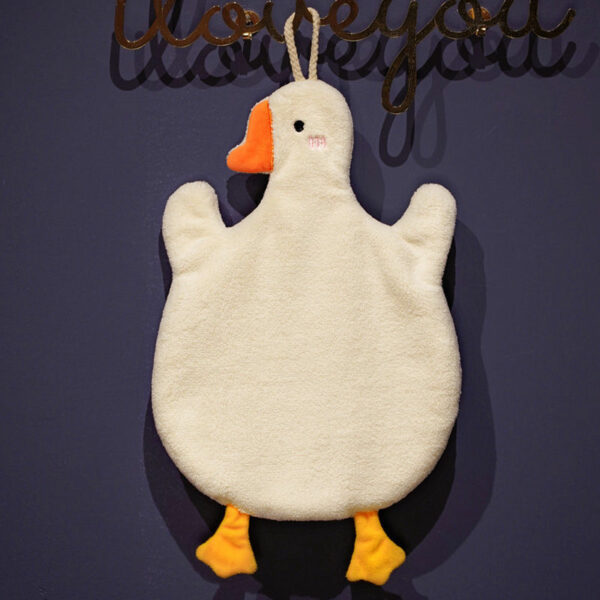 Cute Animal Goose-Shaped Coral Fleece Hand Towel