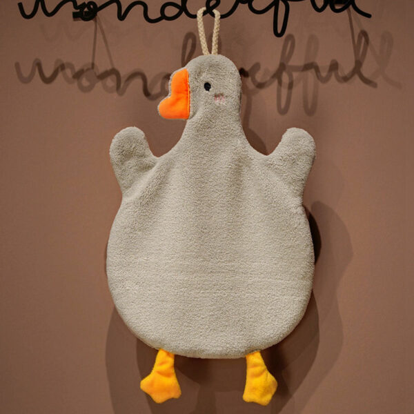 Cute Animal Goose-Shaped Coral Fleece Hand Towel