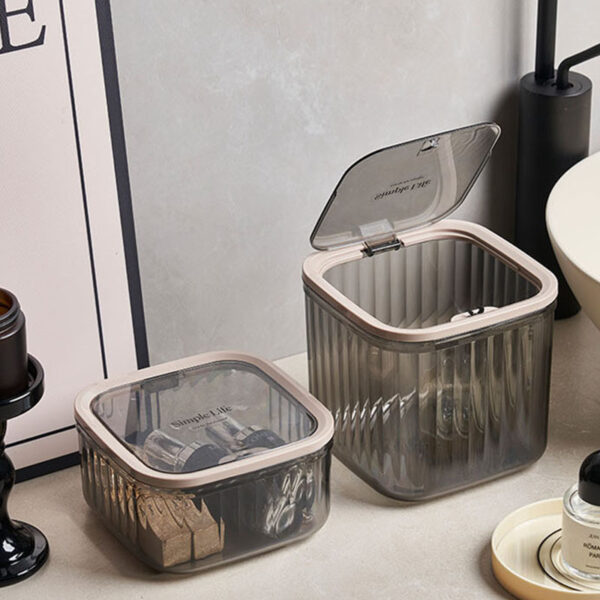 Press-Top Transparent Mini Desktop Trash Can