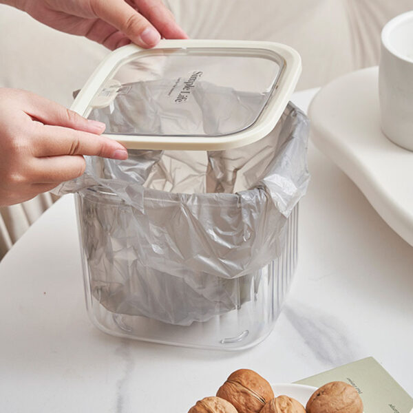 Press-Top Transparent Mini Desktop Trash Can