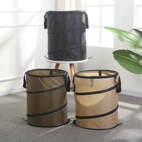 Collapsible Portable Nylon Trash Can with Clips