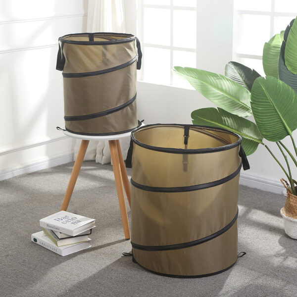 Collapsible Portable Nylon Trash Can with Clips