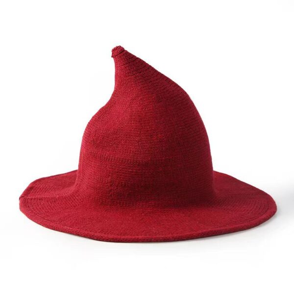 Halloween Stylish Pointed Brim Wool Knit Wizard Hat