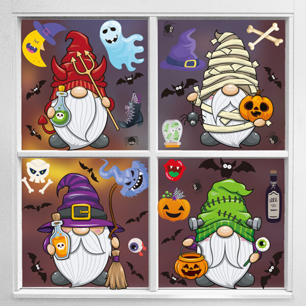 Halloween Cartoon-Style Wizard Ghost Static Window Clings