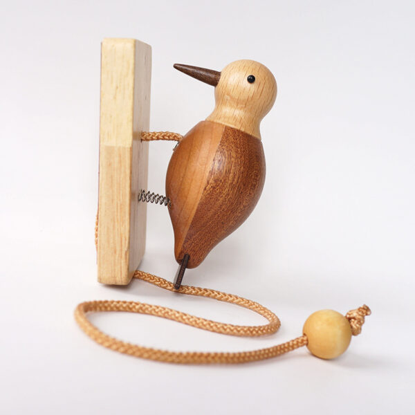 Wooden Woodpecker Round Solid Wood Creative Doorbell