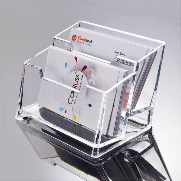 Transparent Double-Layer Plastic Business Card Holder