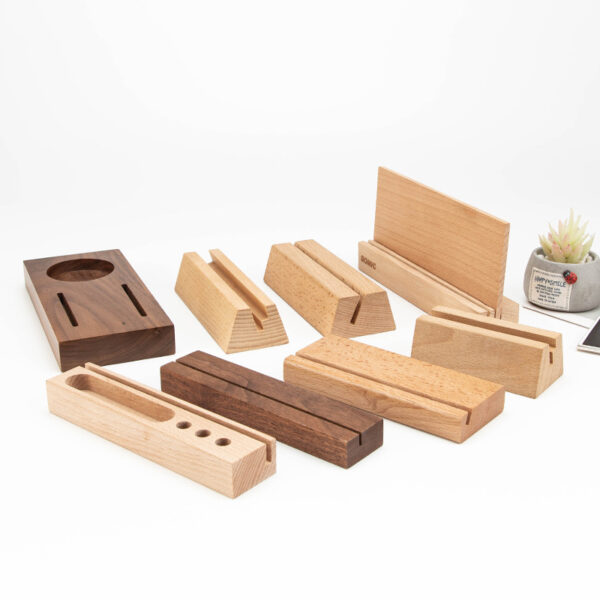 Wooden Based Desktop Postcard and Business Card Holder