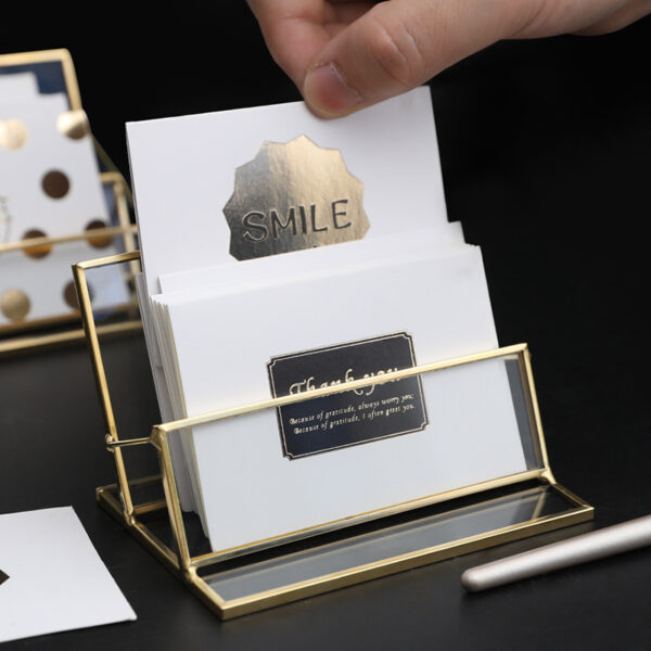 Transparent Business Card Holder with Brass Frame