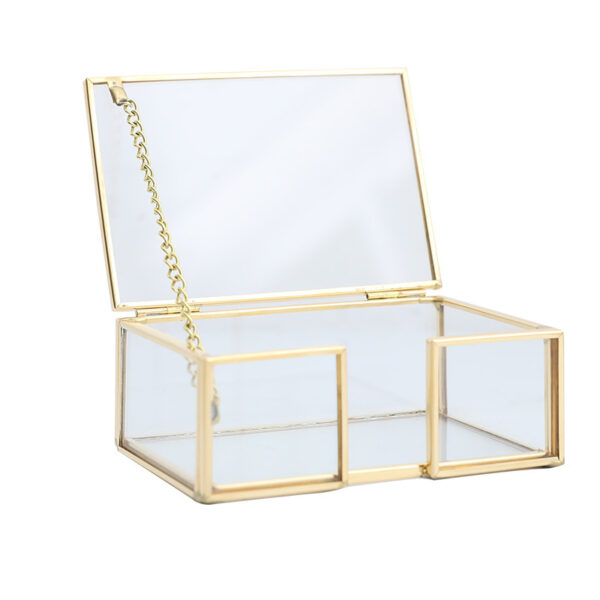 Transparent Business Card Storage Box with Brass Frame