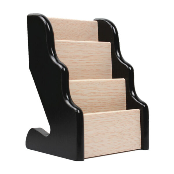 Three-Tier Wooden Business Card Display Stand