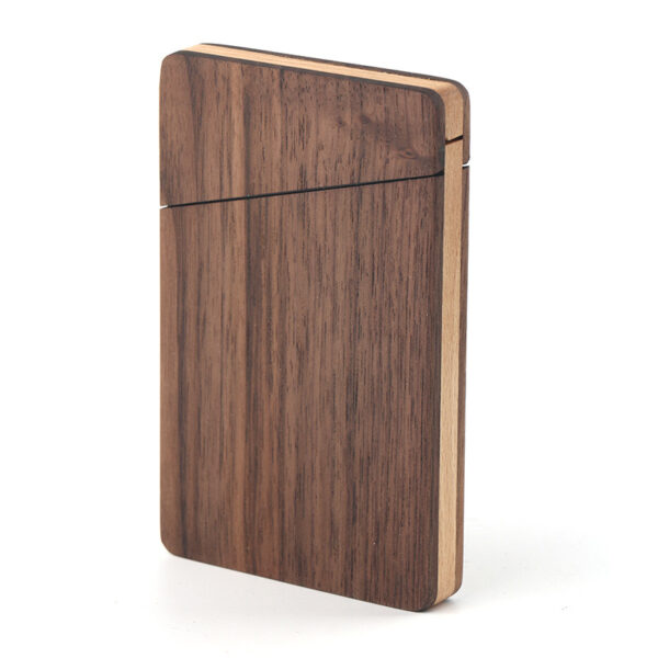 Wooden Portable Magnetic Business Card Holder Case