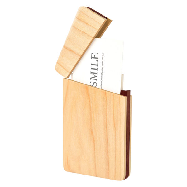 Wooden Portable Magnetic Business Card Holder Case