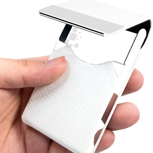 PU Leather and Stainless Steel Magnetic Portable Business Card Holder