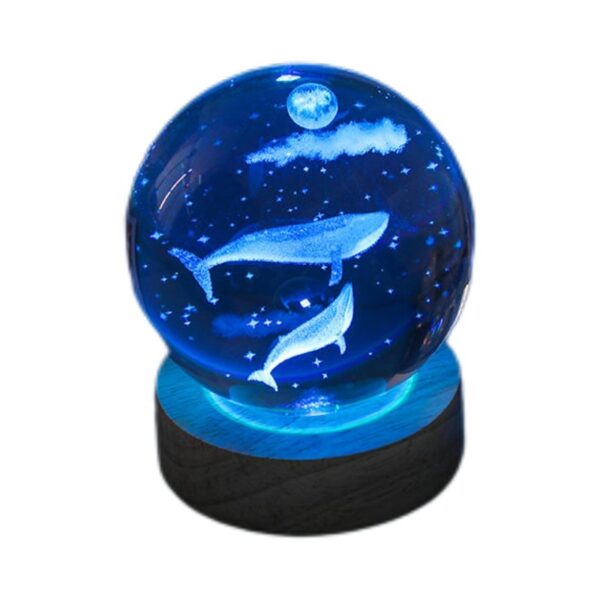 3D Engraved Whale Crystal Ball Night Light