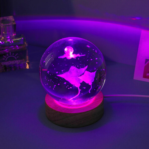 3D Engraved Devilfish Crystal Ball Night Light