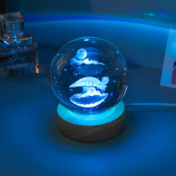 3D Engraved Whale Seashell Ball Night Light