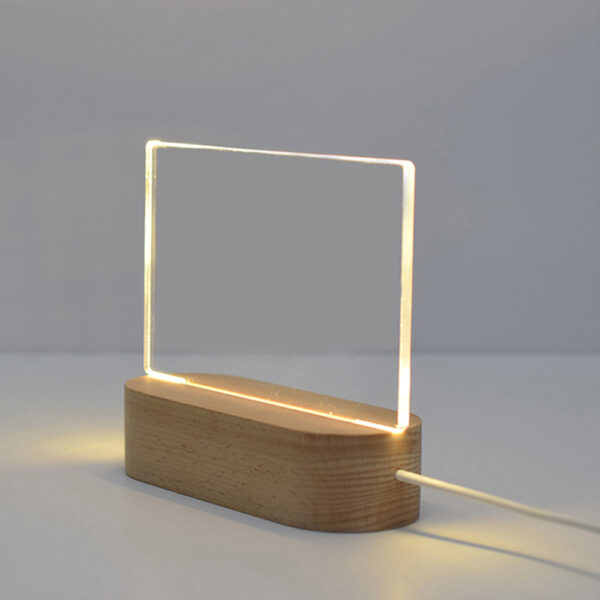 Customizable Acrylic Panel Night Light with Wooden Base