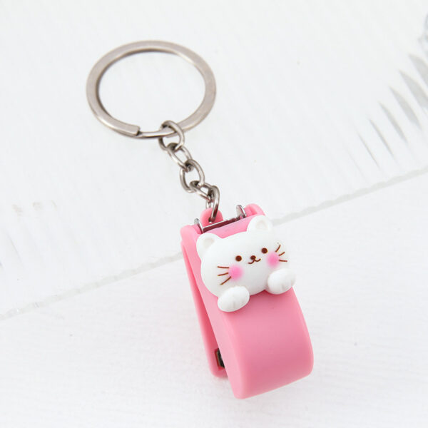 Cartoon Pink Cat Mini Stapler with Keychain