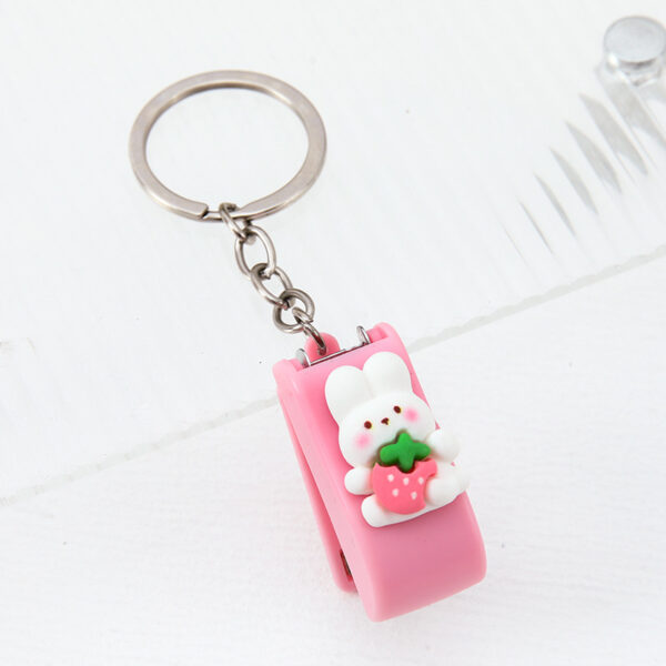 Cartoon Pink Bunny Mini Stapler with Keychain