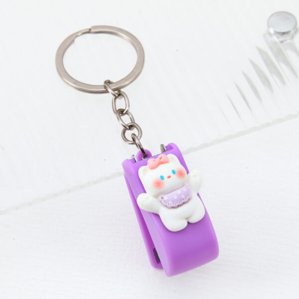 Cartoon Purple Cat Mini Stapler with Keychain