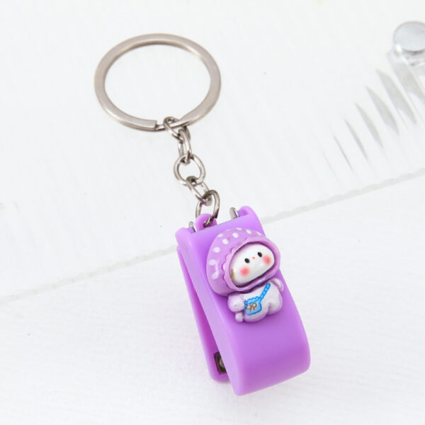 Cartoon Purple Chicken Mini Stapler with Keychain