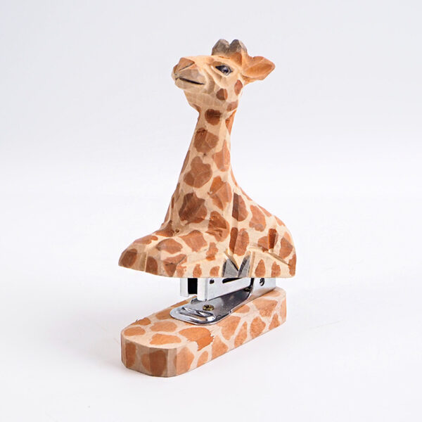 Hand-Carved Wooden Giraffe Stapler