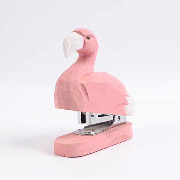 Hand-Carved Wooden Flamingo Stapler