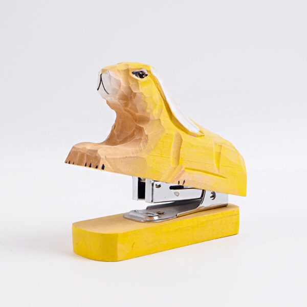 Hand-Carved Wooden Rabbit Stapler