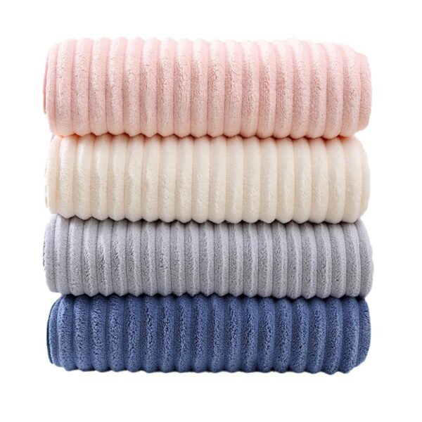 Coral Fleece Quick-Dry Candy Stripe Bath Towel