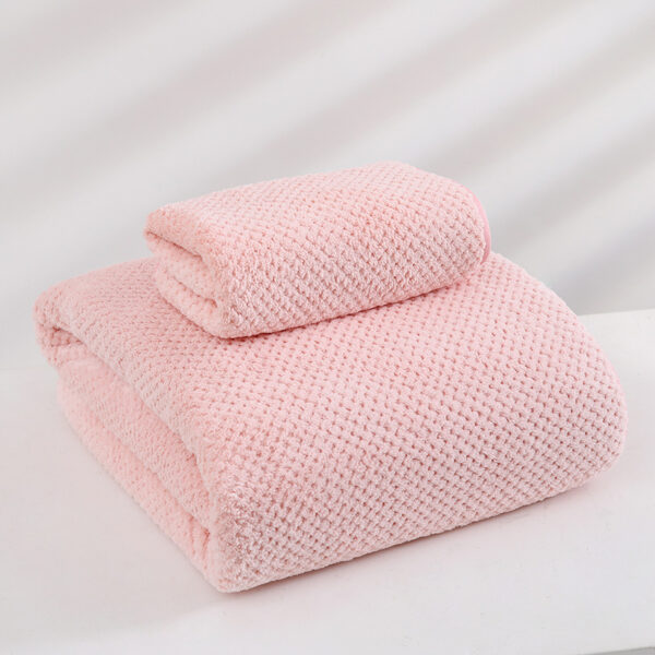 Coral Fleece Pineapple Check Large Bath Towel