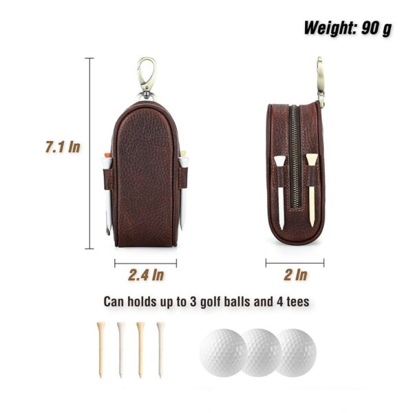 Litchi-Pattern Leather Golf Ball Pouch