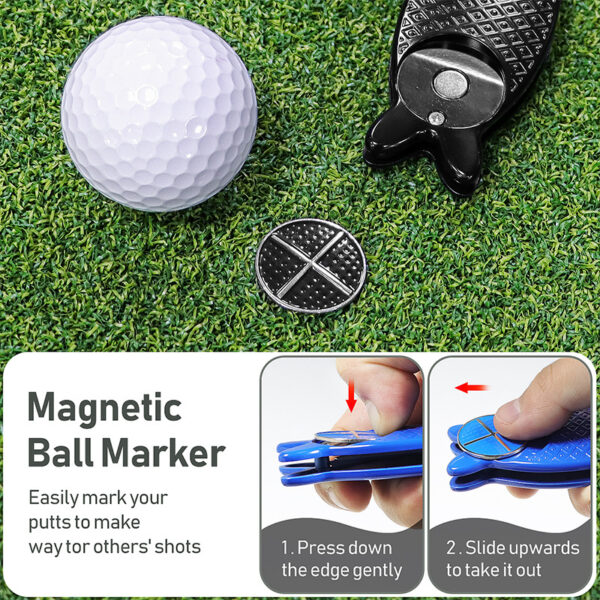 Fish-Shaped Folding Spring Golf Divot Tool